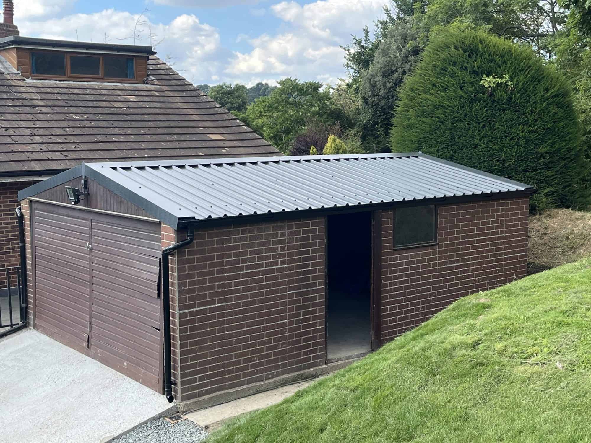 Brick garage with steel roof