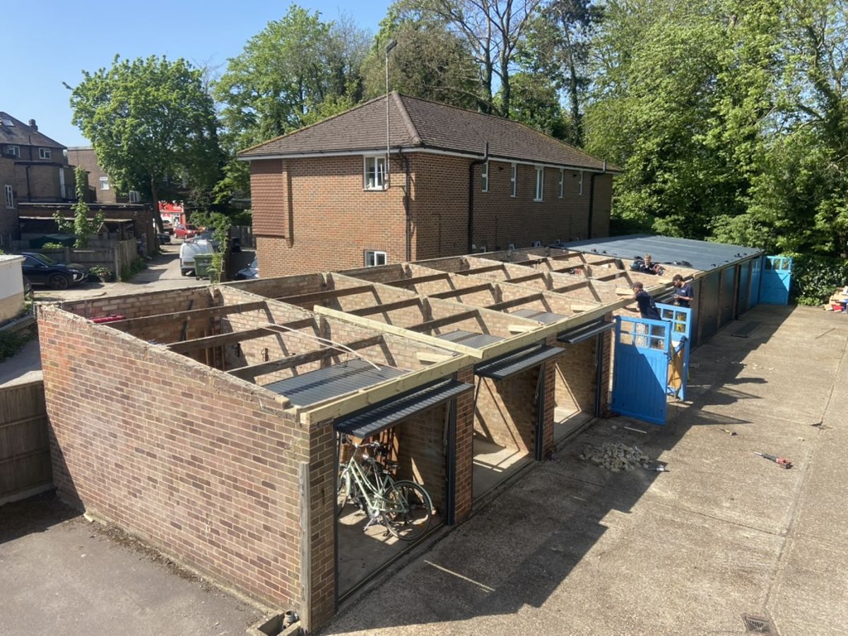 Communal garage blocks roofing