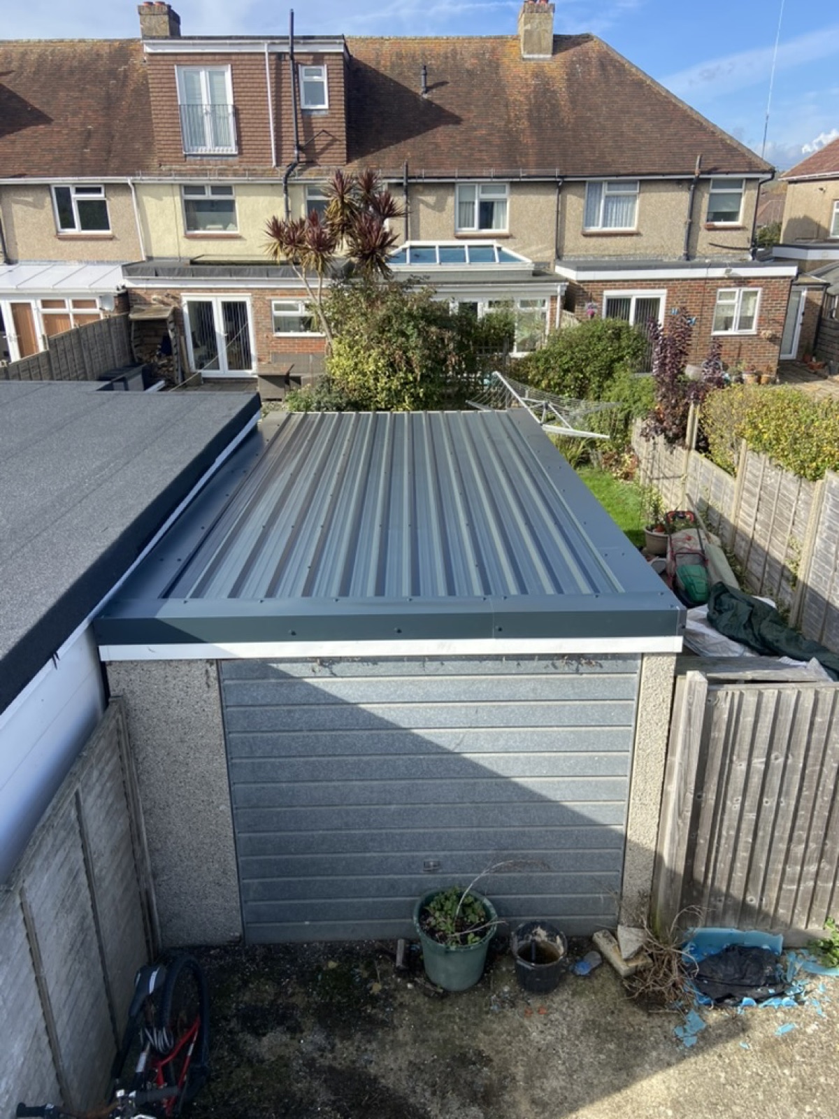 Brand new box-profile garage roof fitted in a day